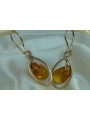 Russian Soviet silver rose gold plated 925 Amber earrings veab004